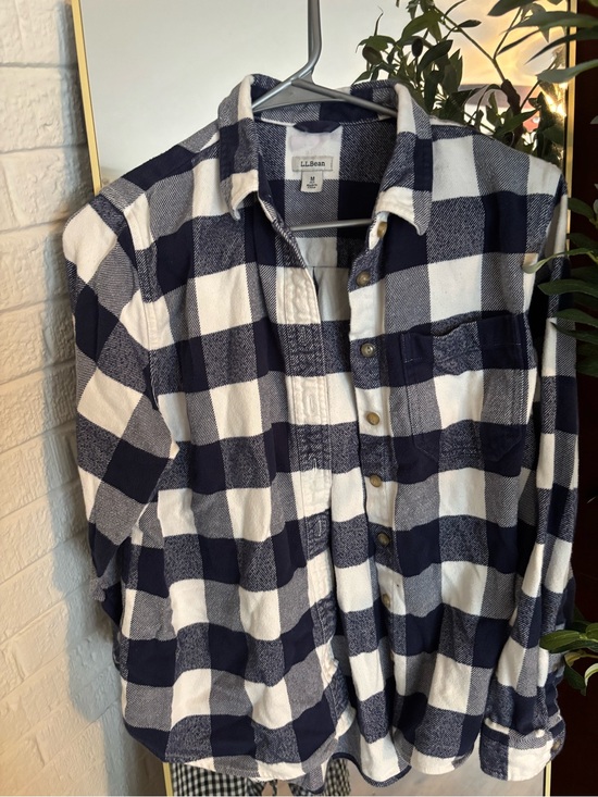 L.L. Bean Tops - L.L. Bean Navy and White Buffalo Plaid Button-Down Shirt